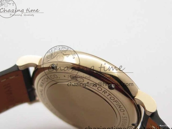 MIROTIME 1218 Durable Portofino 37mm RG V7F 1:1 Best Edition Gray Dial Diamonds Bezel on Black Leather Strap A 7089